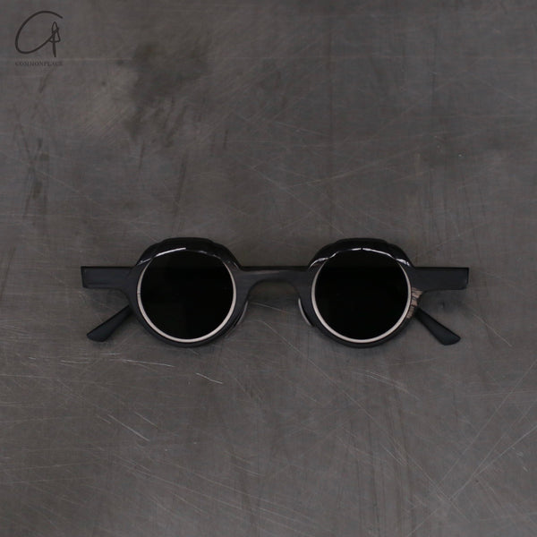Rigards RG1064 series natural horn round frame sunglasses RG-RG1064-SJHBSH random black and white frame dark gray lenses